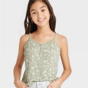 NWT girls button down lace trimmed tank top Size XL 14